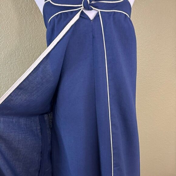 St. Gillan By Kate Unger Women's 10 Bow Front Wrap Maxi Dress Navy Blue Nautical - Picture 3 of 8